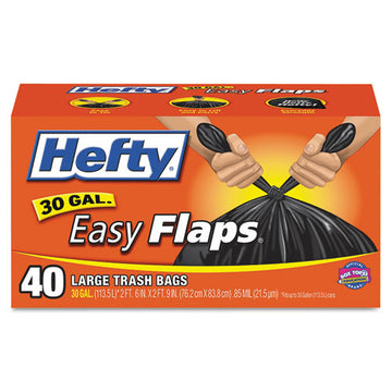 Hefty® Easy Flaps Trash Bags, 30 Gal, 0.85 Mil, 30" X 33", Black, 240-carton freeshipping - TVN Wholesale